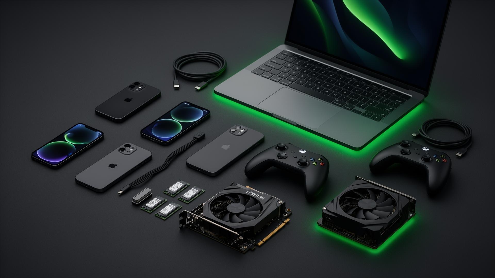 Phones, gaming controllers, laptops, cables and electronics ready to sell